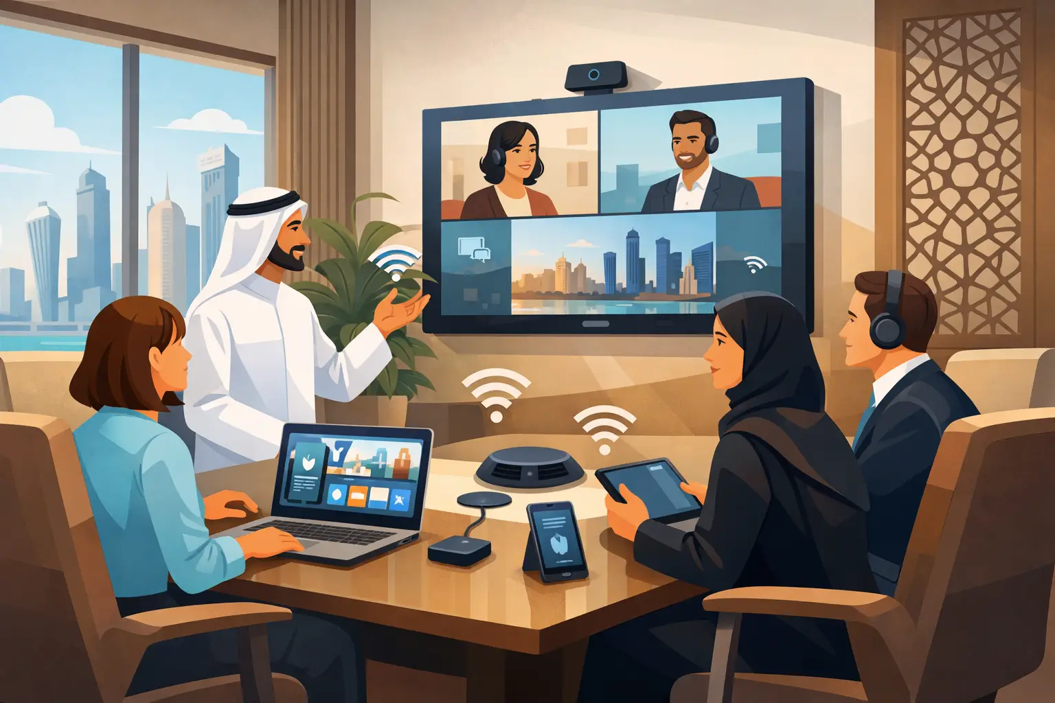 غرف اجتماعات لاسلكية في الدوحة للعمل الهجين
